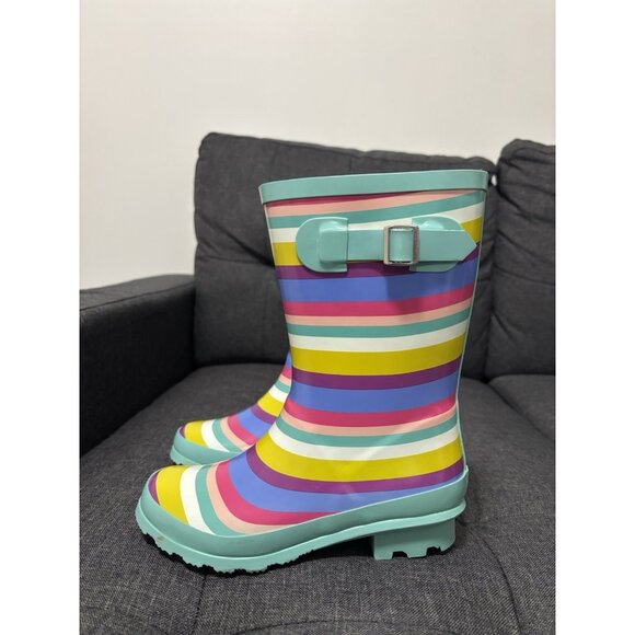 Rain Boots  Rainbow stripe size 3 George Toddler shoes Girls little girls - Picture 1 of 9